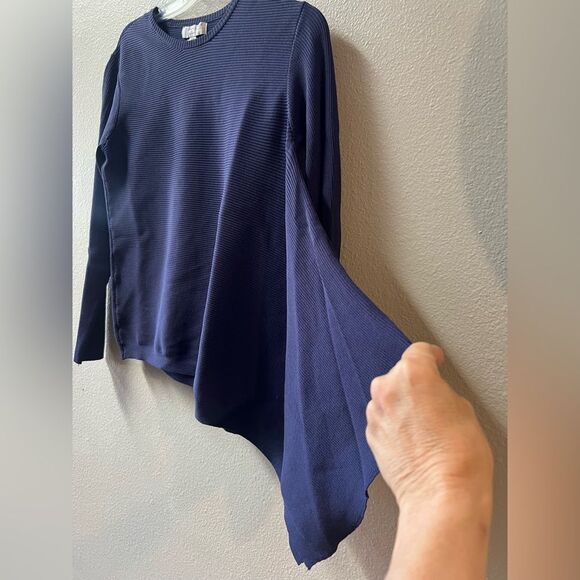 DEREK LAM BLUE ASYMMETRICAL KNIT PULLOVER WOMENS SIZE XS - Picture 5 of 8
